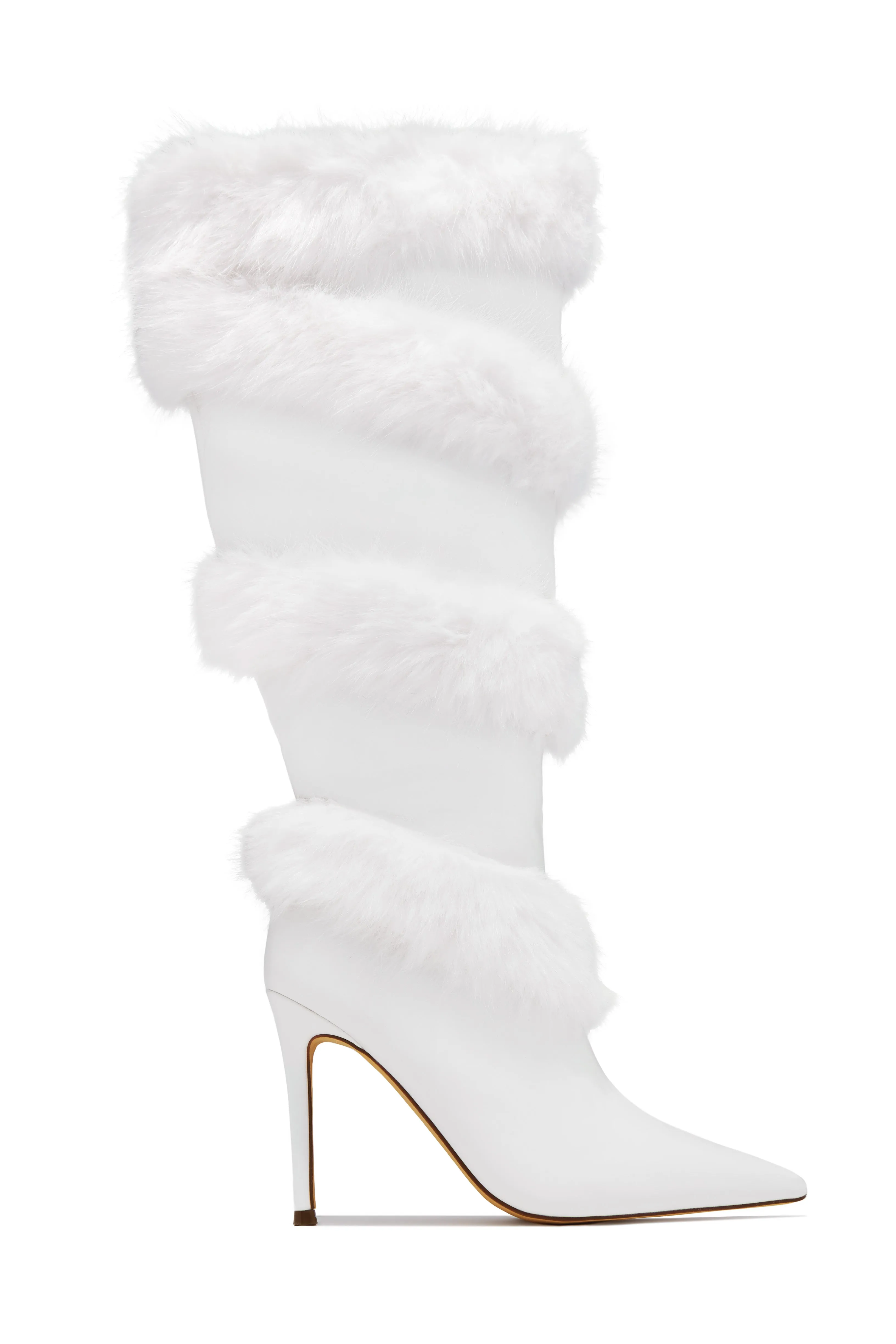 Aspen Trips Faux Fur Heel Boots - White sold by Miss Lola product image thumbnail 3