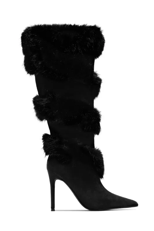 Aspen Trips Faux Fur Heel Boots - Black sold by Miss Lola