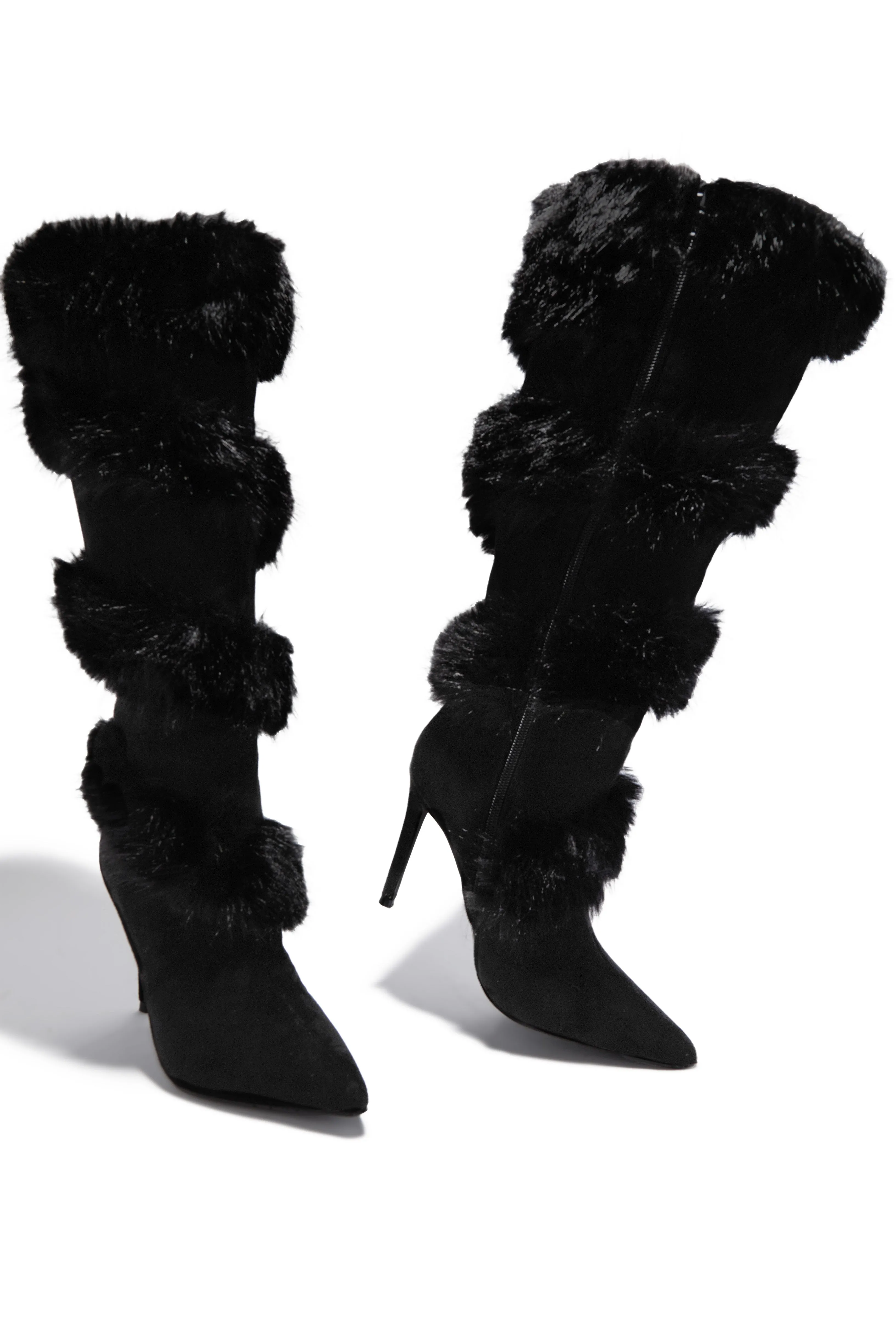 Aspen Trips Faux Fur Heel Boots - Black sold by Miss Lola product image thumbnail 2