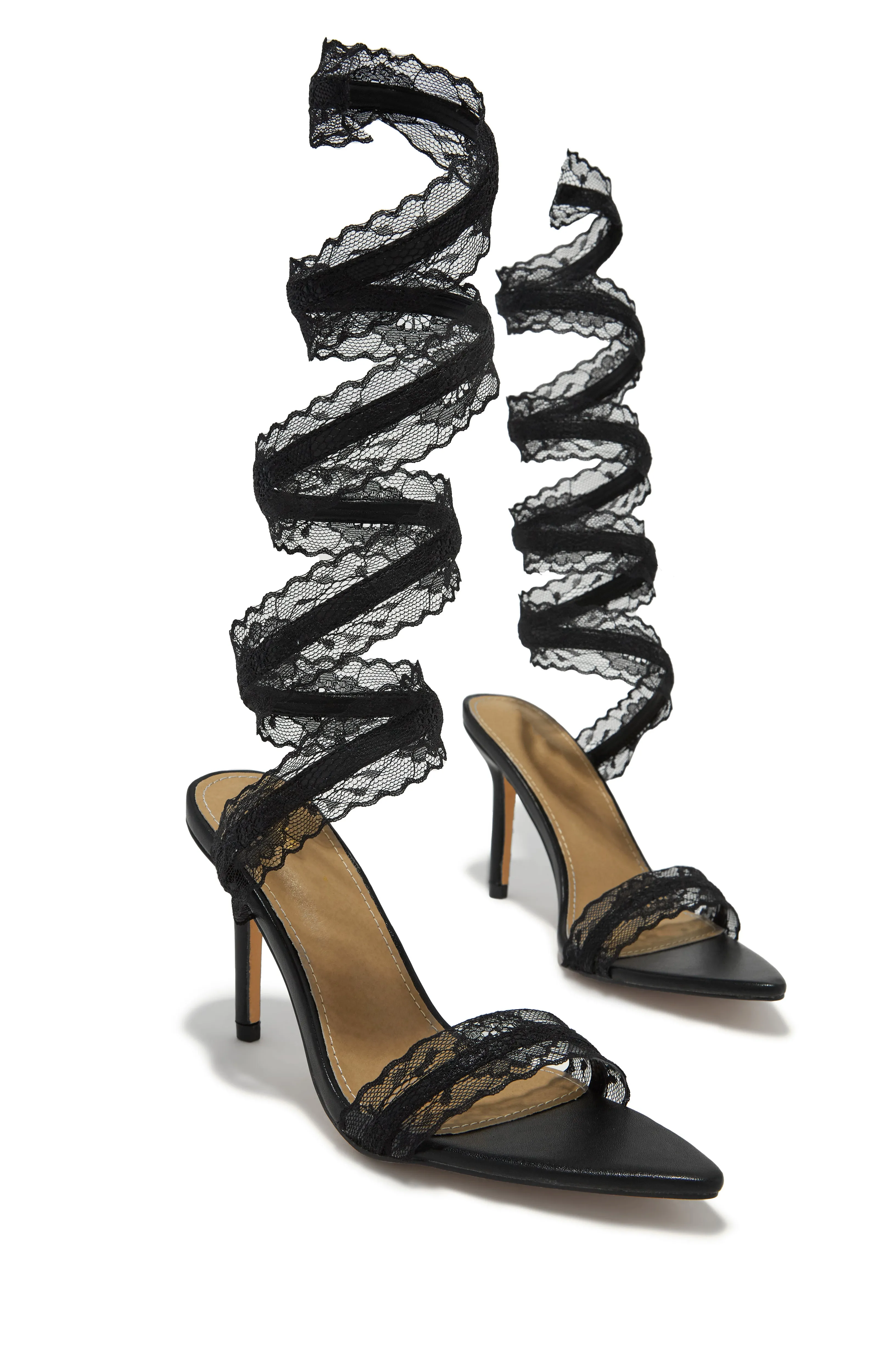 Gia Around The Ankle Coil High Heels - Black sold by Miss Lola product image thumbnail 3