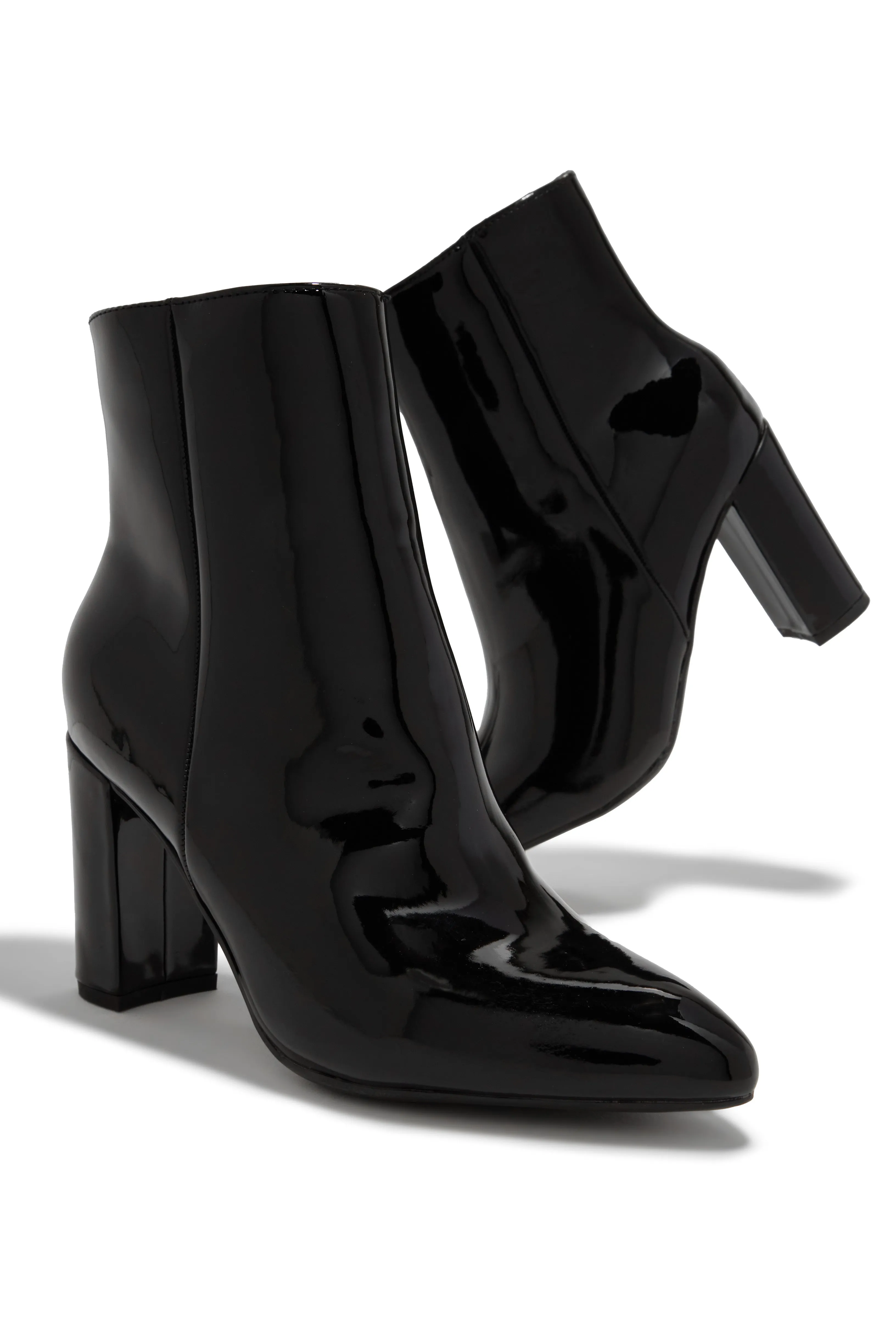 Cindy Block Heel Ankle Boots - Black Pat sold by Miss Lola product image thumbnail 2