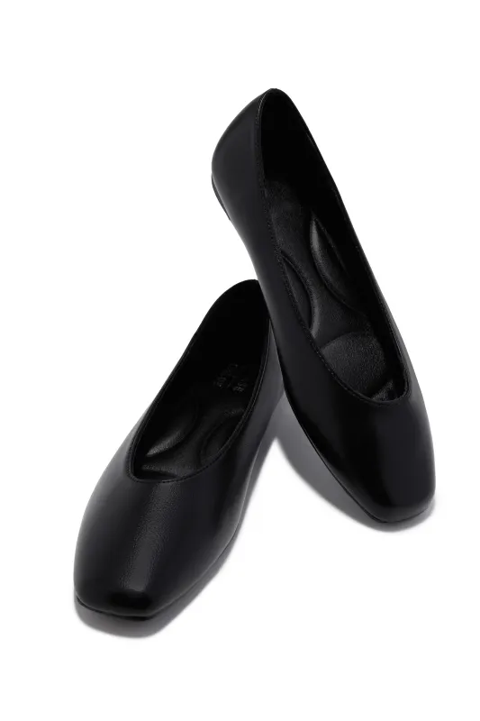 Claira Ballet Flats - Black PU sold by Miss Lola