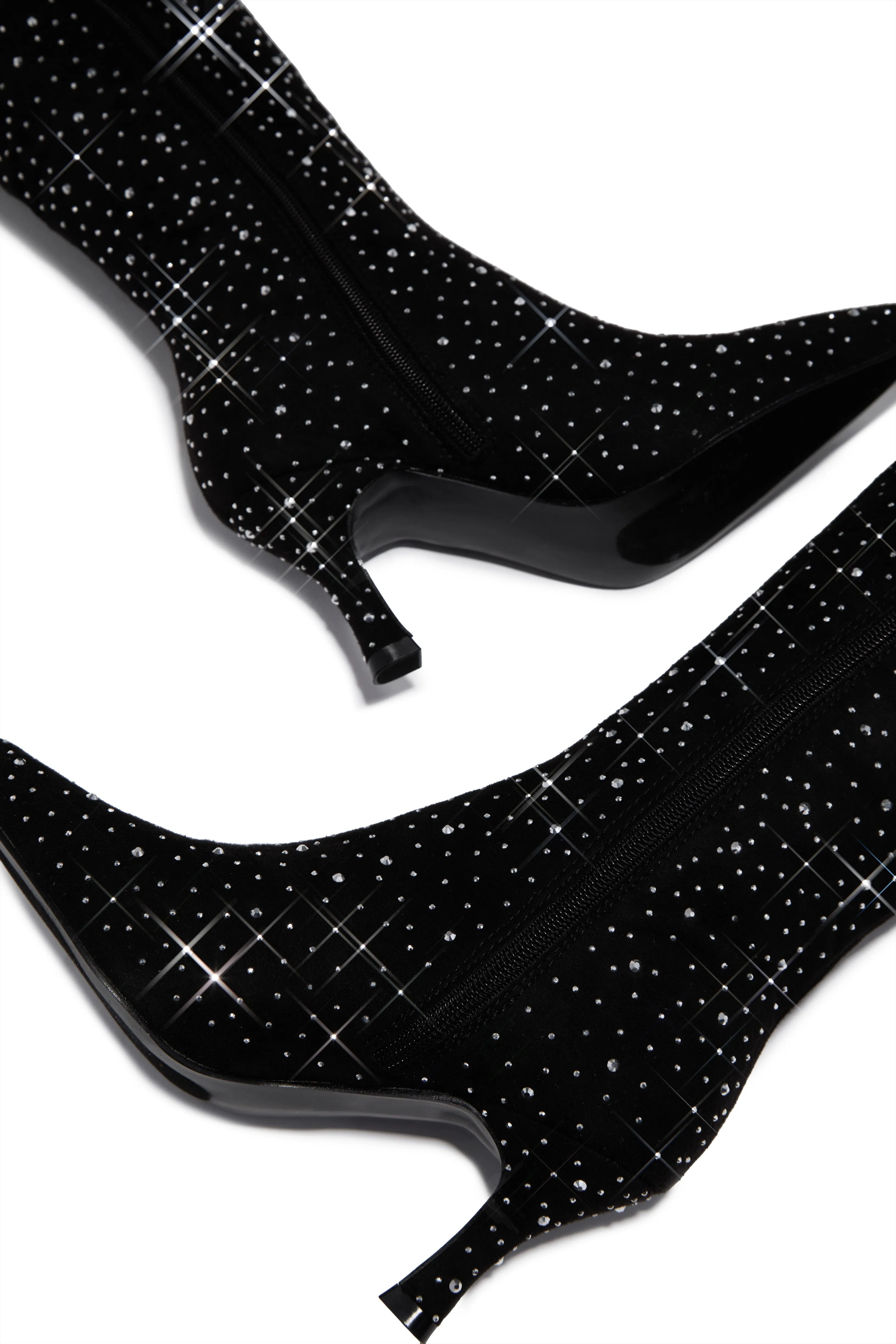 Shine Bright Embellished Over The Knee Heel Boots - Black sold by Miss Lola product image thumbnail 2