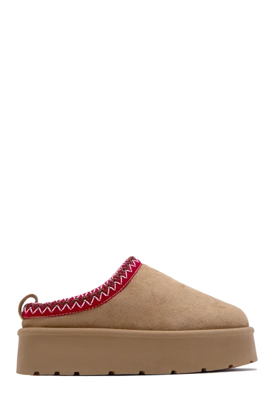 Cozy Weather Slip On Platform Flats - Oatmeal sold by Miss Lola