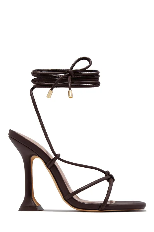 VIP Babes Lace Up High Heels - Brown sold by Miss Lola