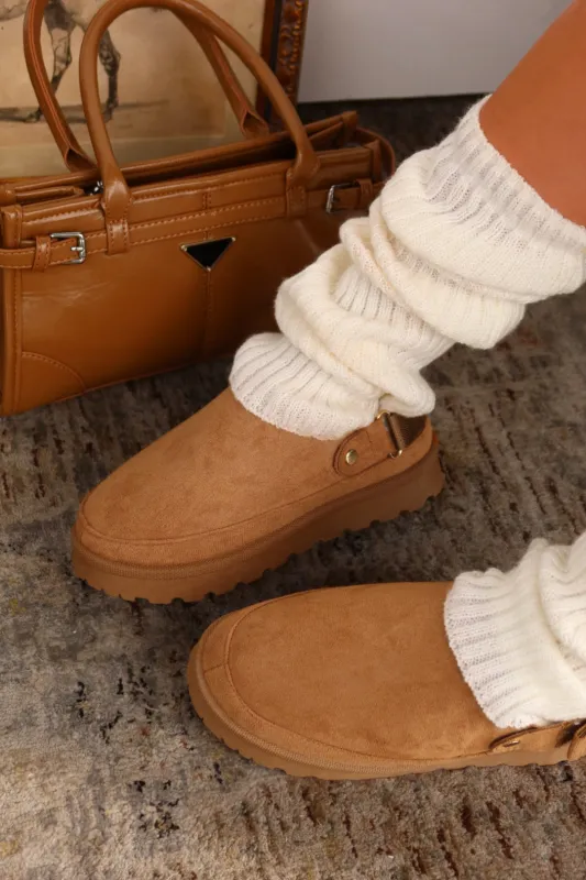 Let's Get Cozy Slip On Flats - Tan sold by Miss Lola