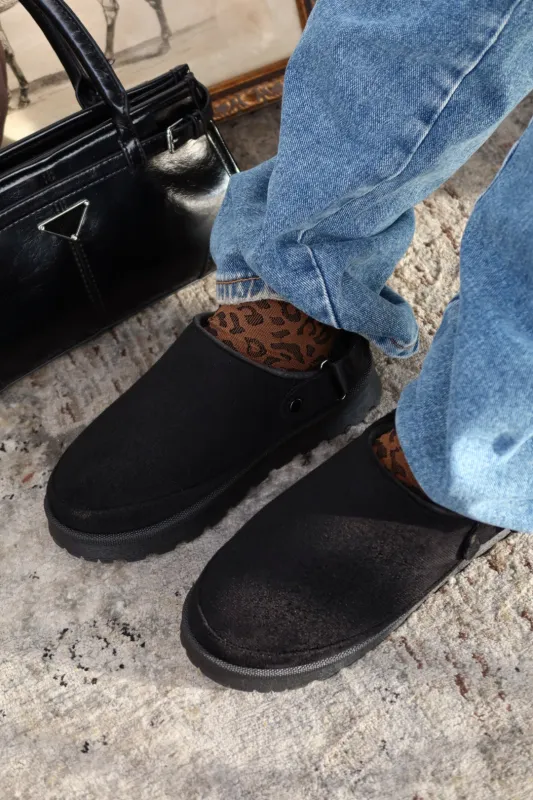 Let's Get Cozy Slip On Flats - Black sold by Miss Lola