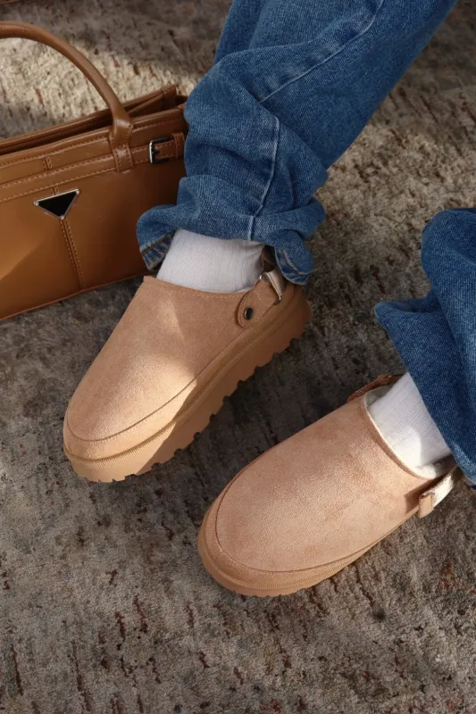 Let's Get Cozy Slip On Flats - Oatmeal sold by Miss Lola