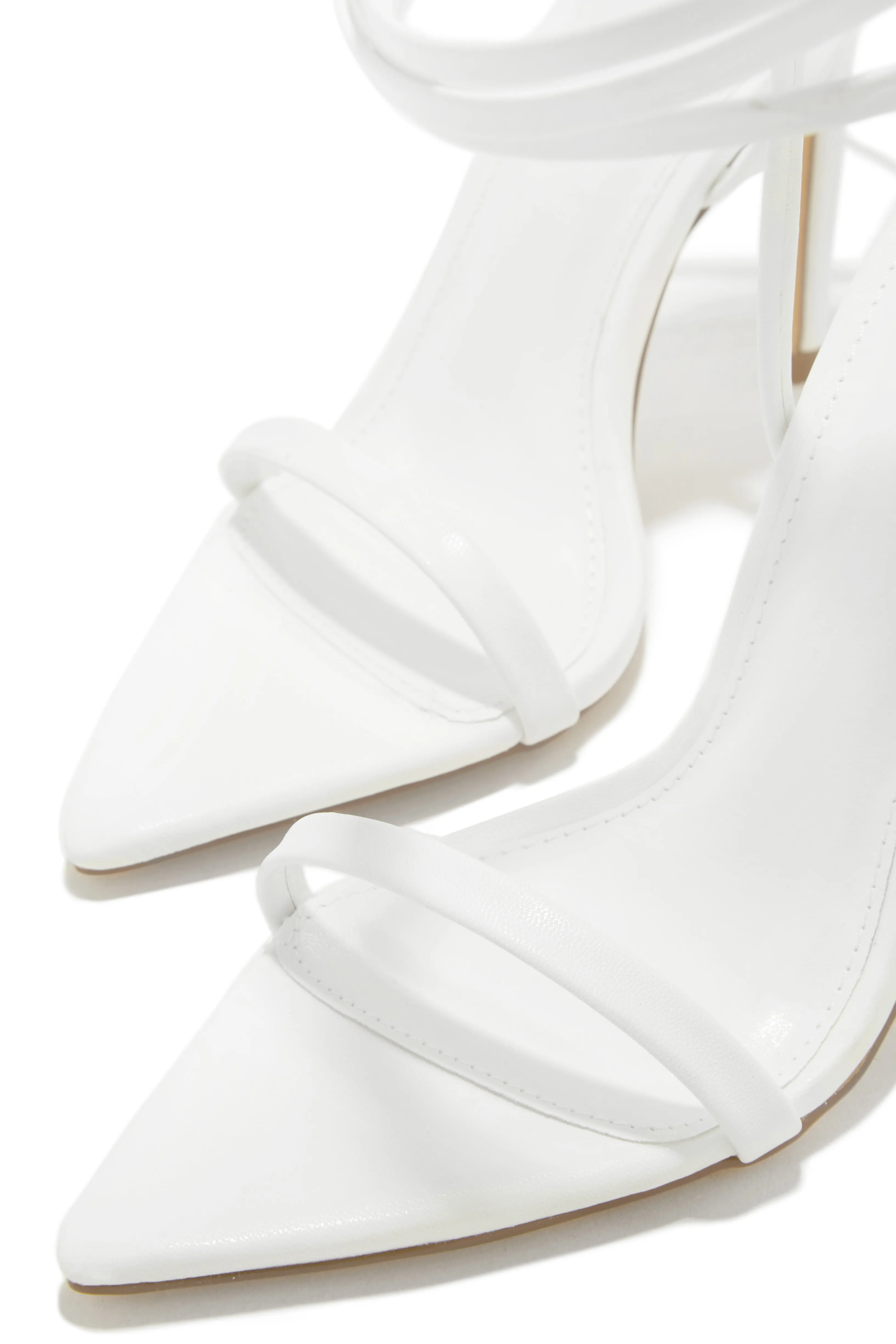 Into The Night Lace Up High Heels - White sold by Miss Lola product image thumbnail 3