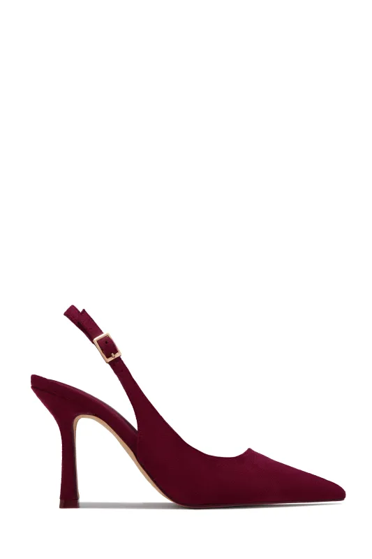 Carianna Faux Suede Slingback Pumps - Wine sold by Miss Lola
