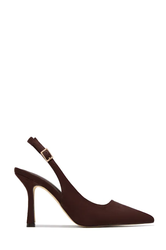 Carianna Faux Suede Slingback Pumps - Brown sold by Miss Lola