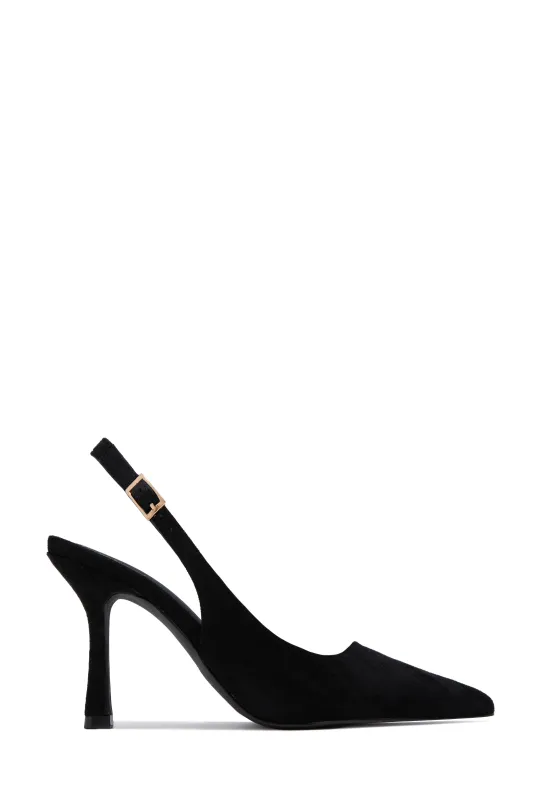 Carianna Faux Suede Slingback Pumps - Black sold by Miss Lola