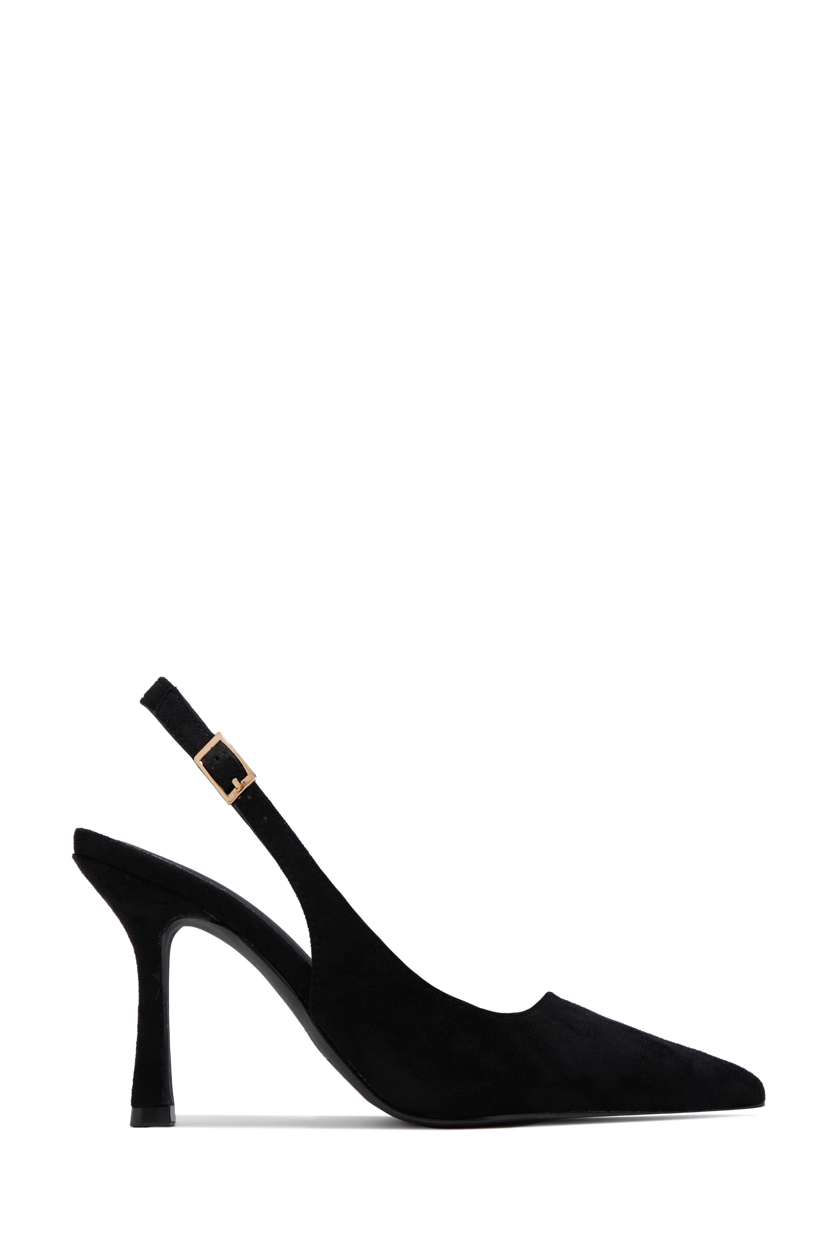Carianna Faux Suede Slingback Pumps - Black sold by Miss Lola