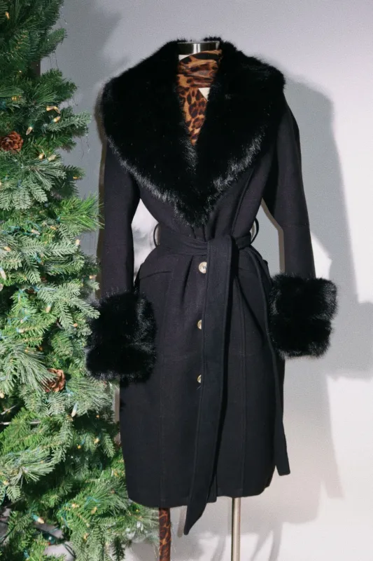 All Eyes On Her Faux Fur Coat - Black sold by Miss Lola