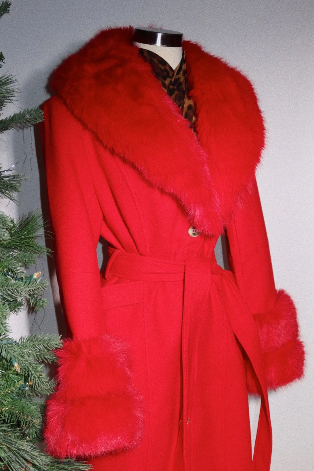 All Eyes On Her Faux Fur Coat - Red sold by Miss Lola product image thumbnail 2