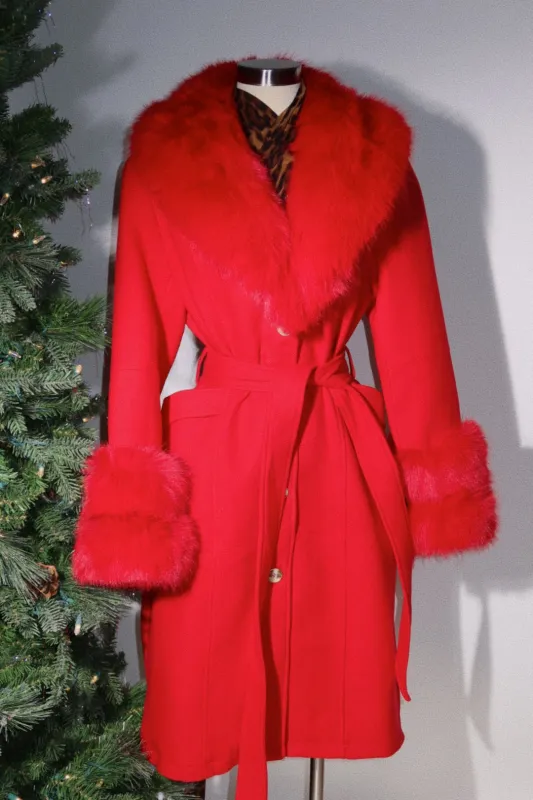 All Eyes On Her Faux Fur Coat - Red sold by Miss Lola