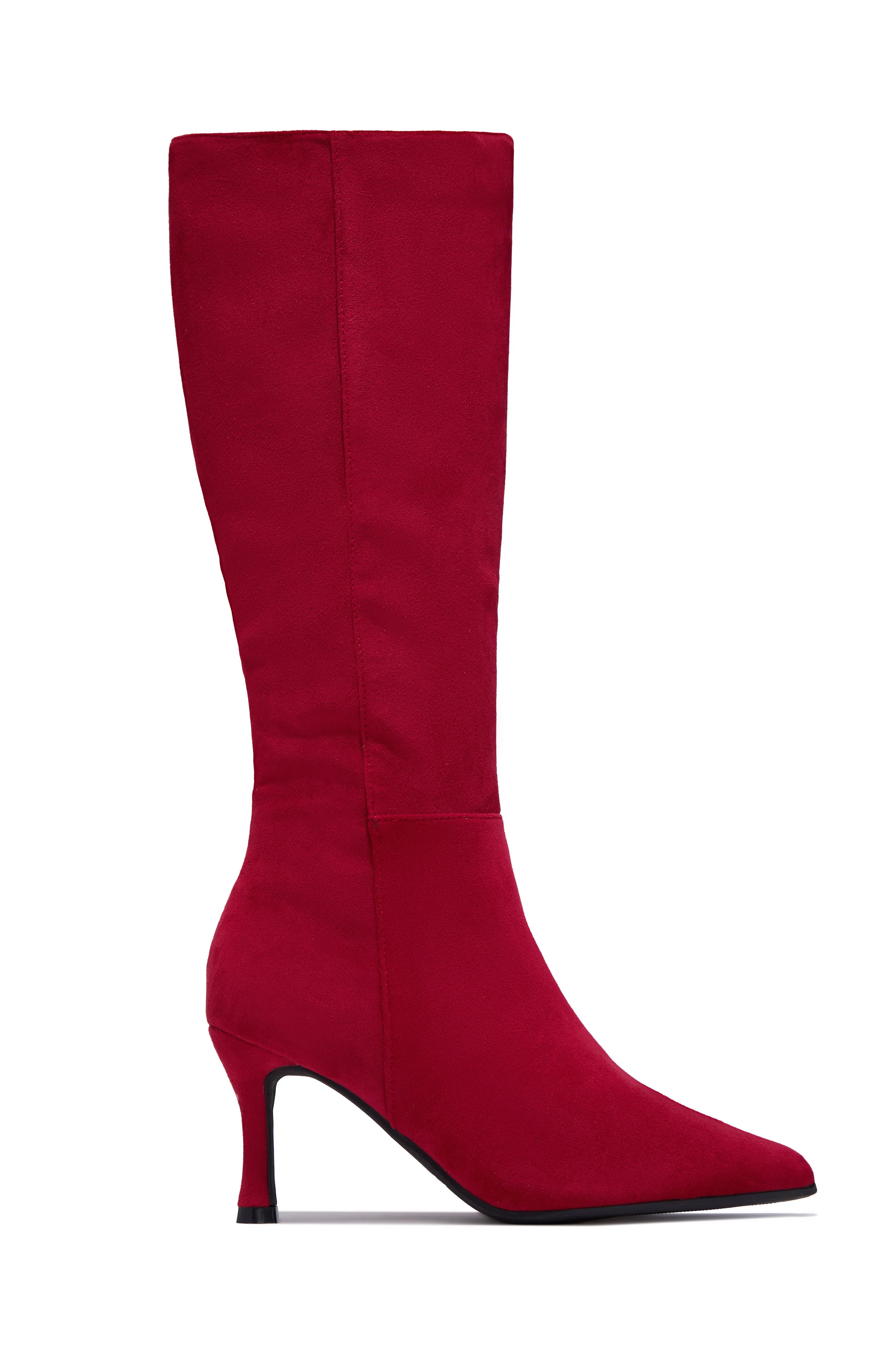 Zama Knee High Heel Boots - Red Suede sold by Miss Lola product image thumbnail 3