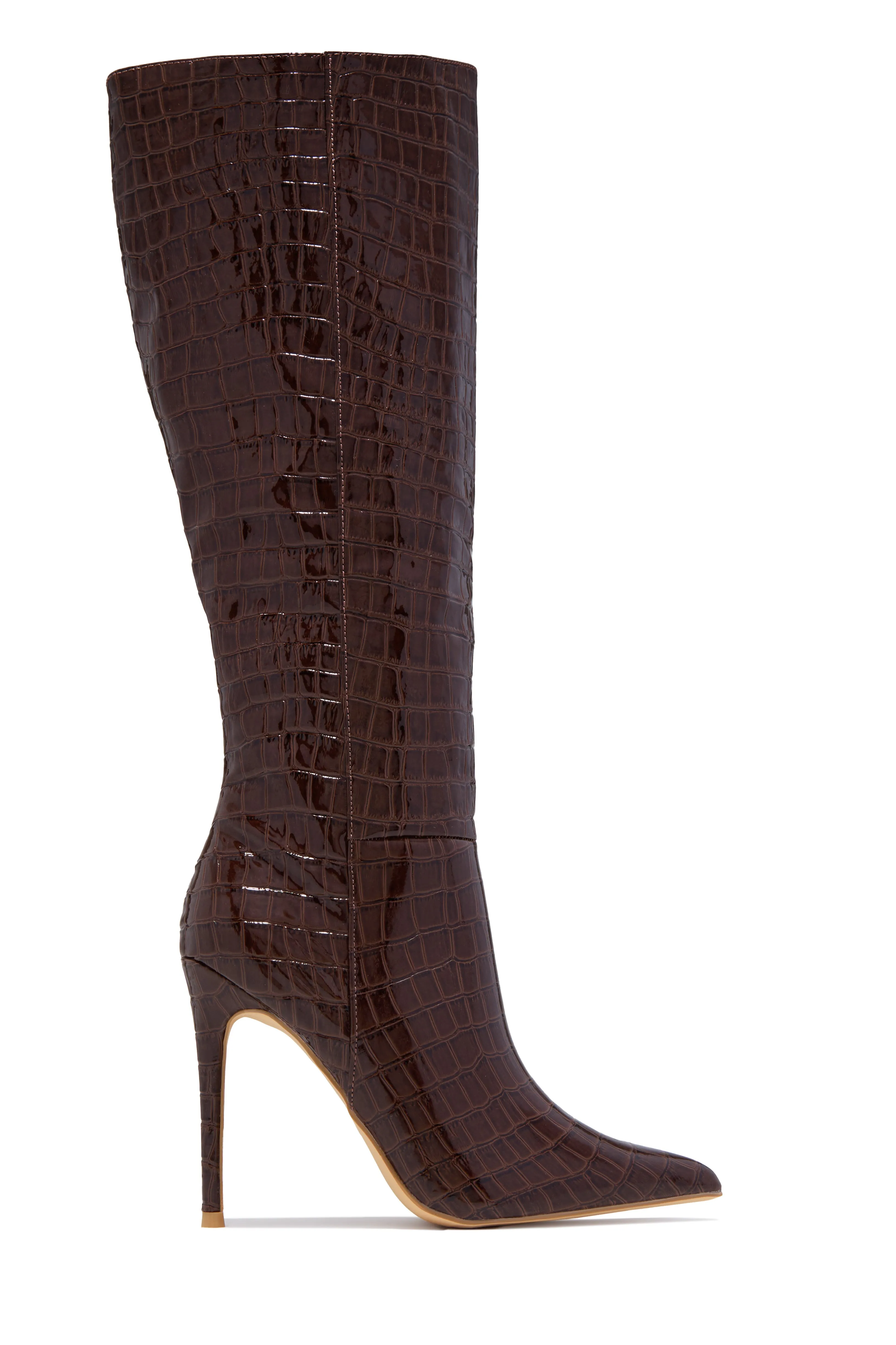 Trisha Knee High Heel Boots - Brown sold by Miss Lola product image thumbnail 3