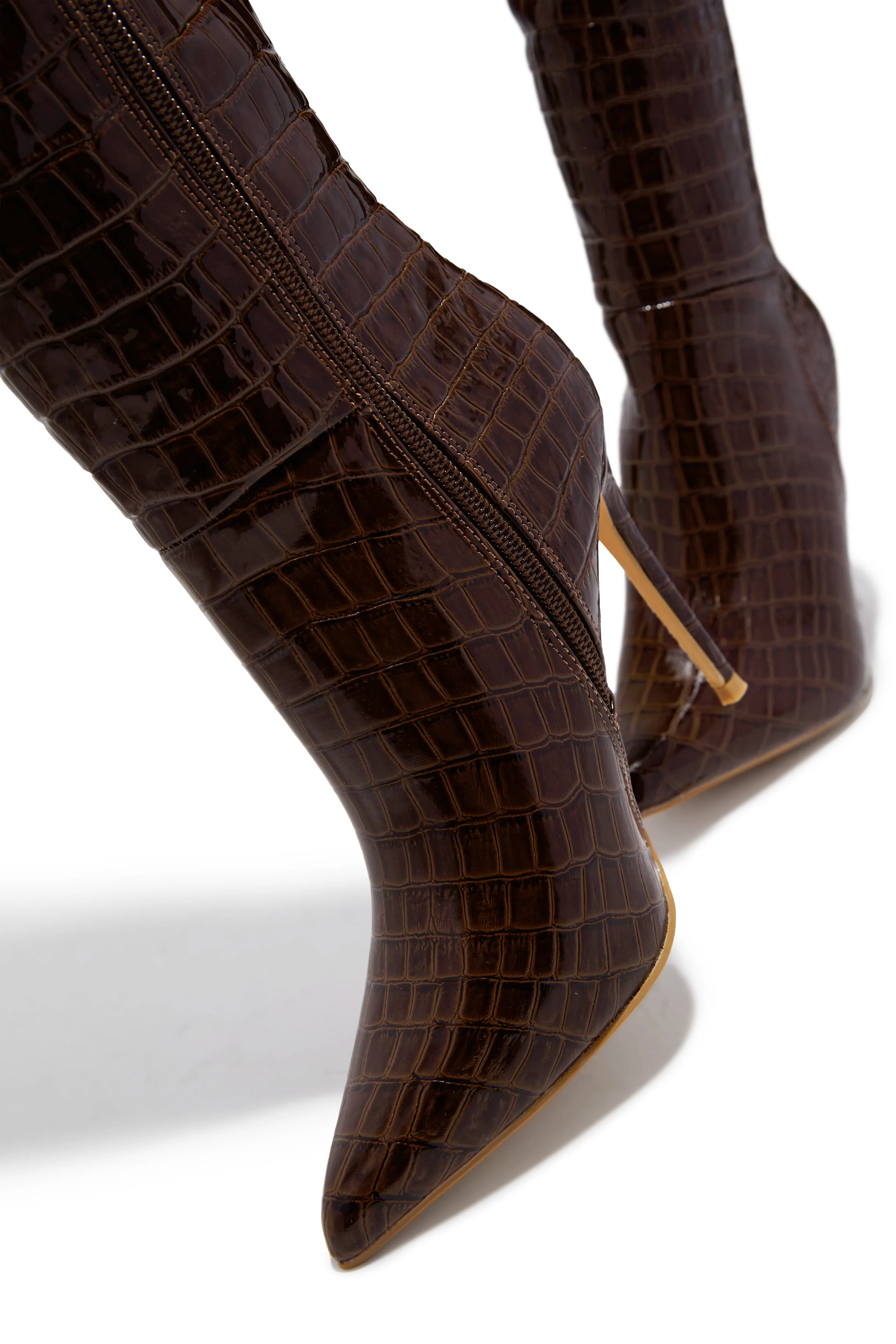 Trisha Knee High Heel Boots - Brown sold by Miss Lola product image thumbnail 2