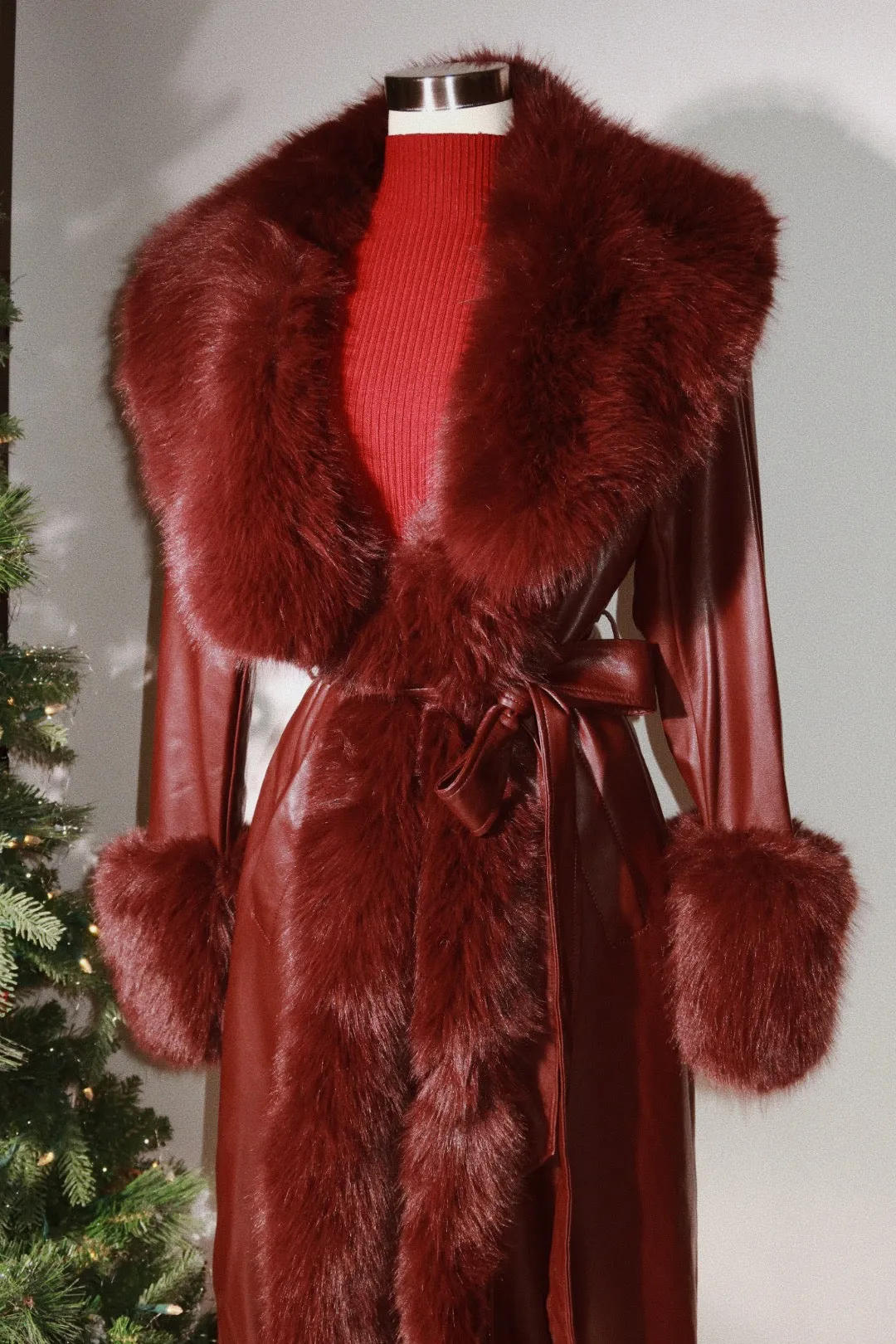 Winter Standout Faux Fur Coat - Mahogany sold by Miss Lola product image thumbnail 3