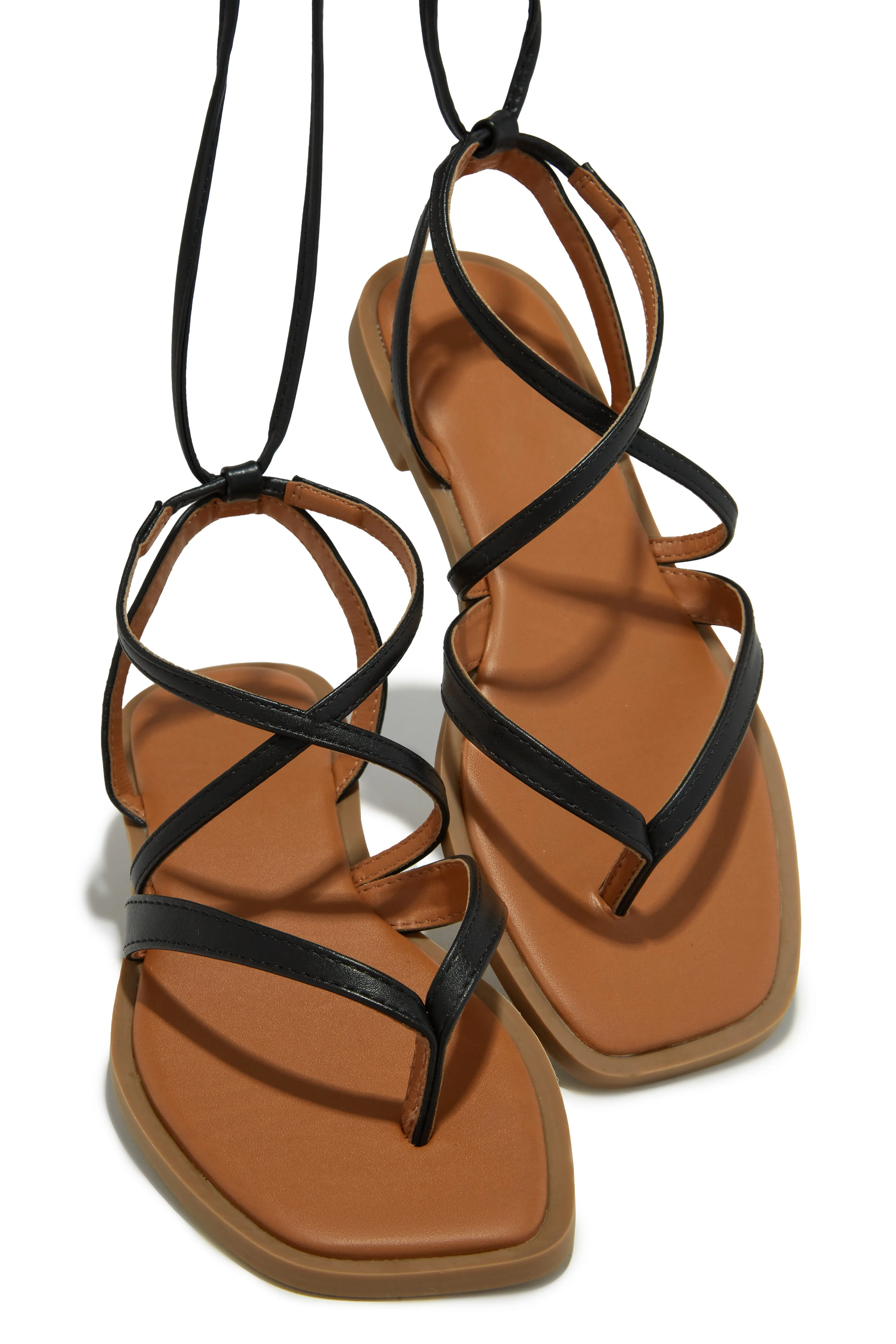 Mina Lace Up Sandals - Black sold by Miss Lola product image thumbnail 2