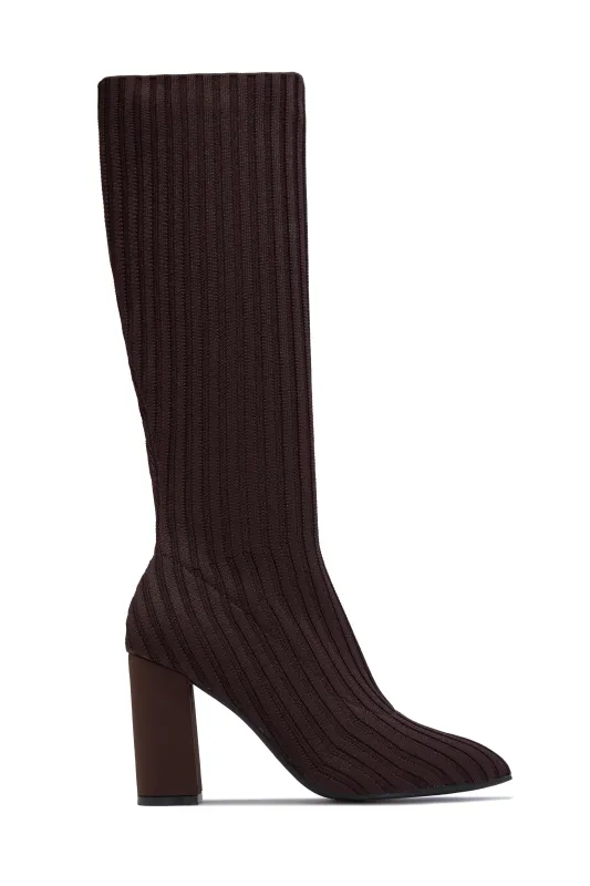 Shanelle Block Heel Boots - Brown sold by Miss Lola
