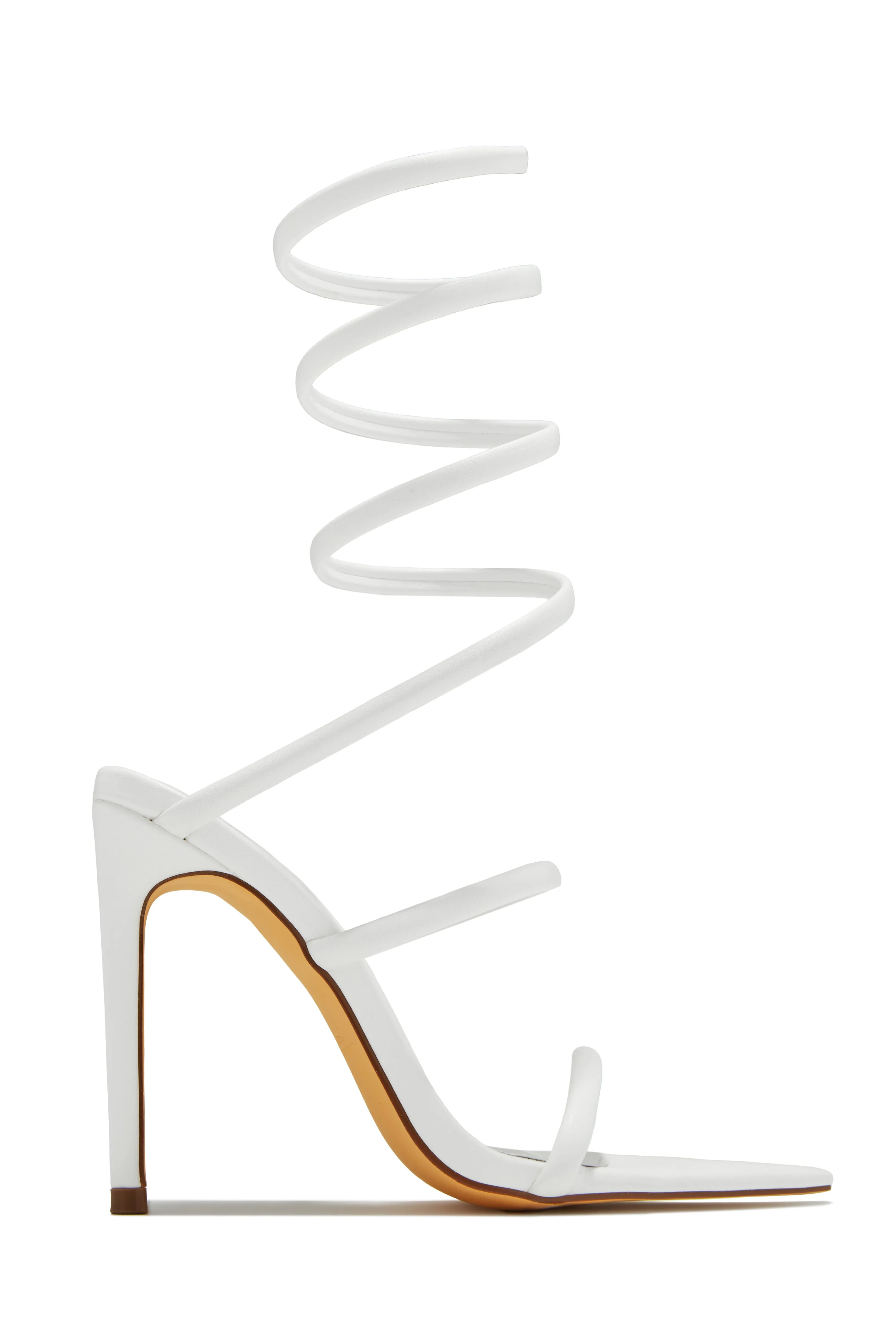 Nathalie Around The Ankle Coil High Heels - White sold by Miss Lola product image thumbnail 5