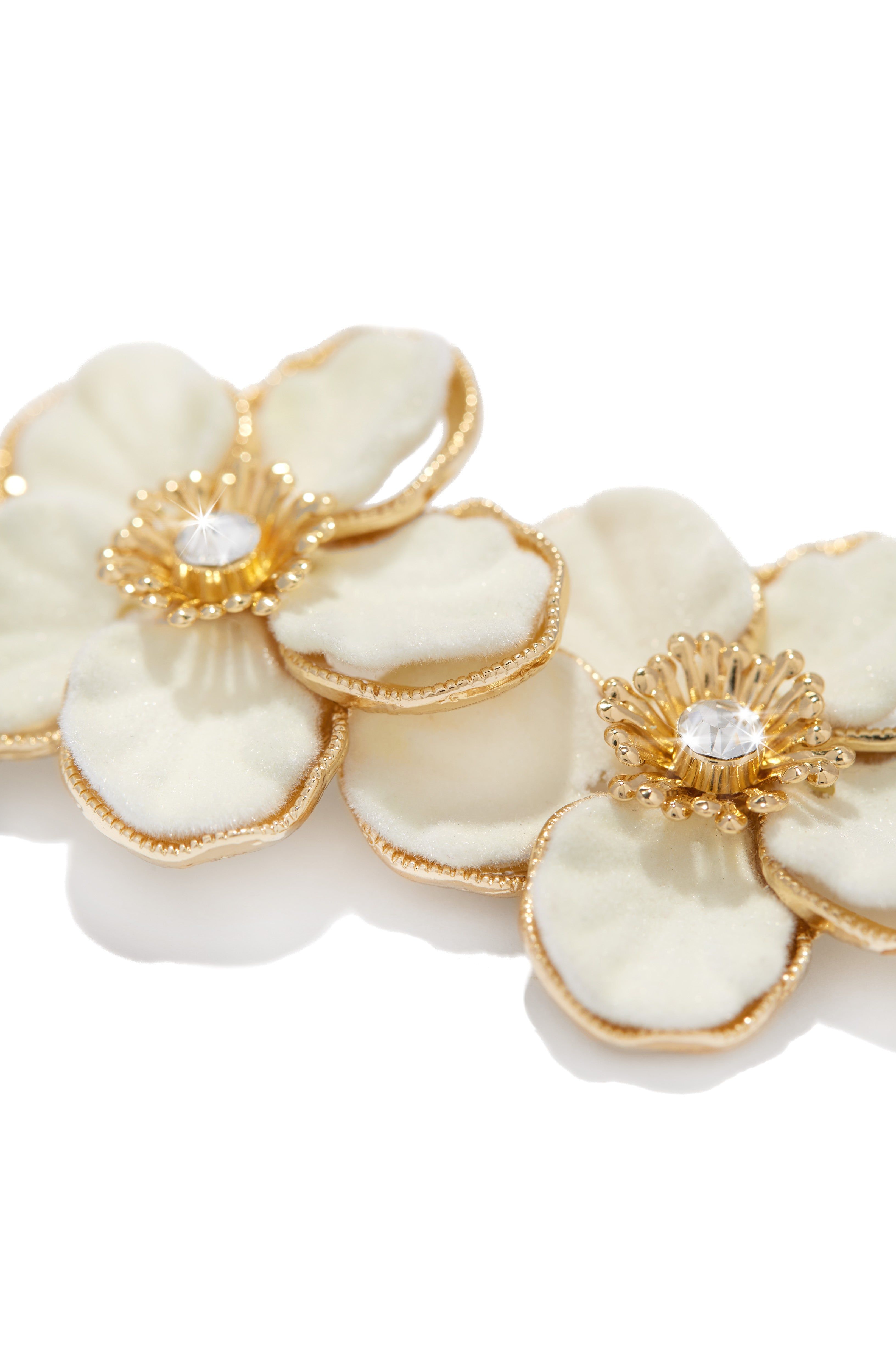 Leia Embellished Flower Earring - Ivory sold by Miss Lola product image thumbnail 2