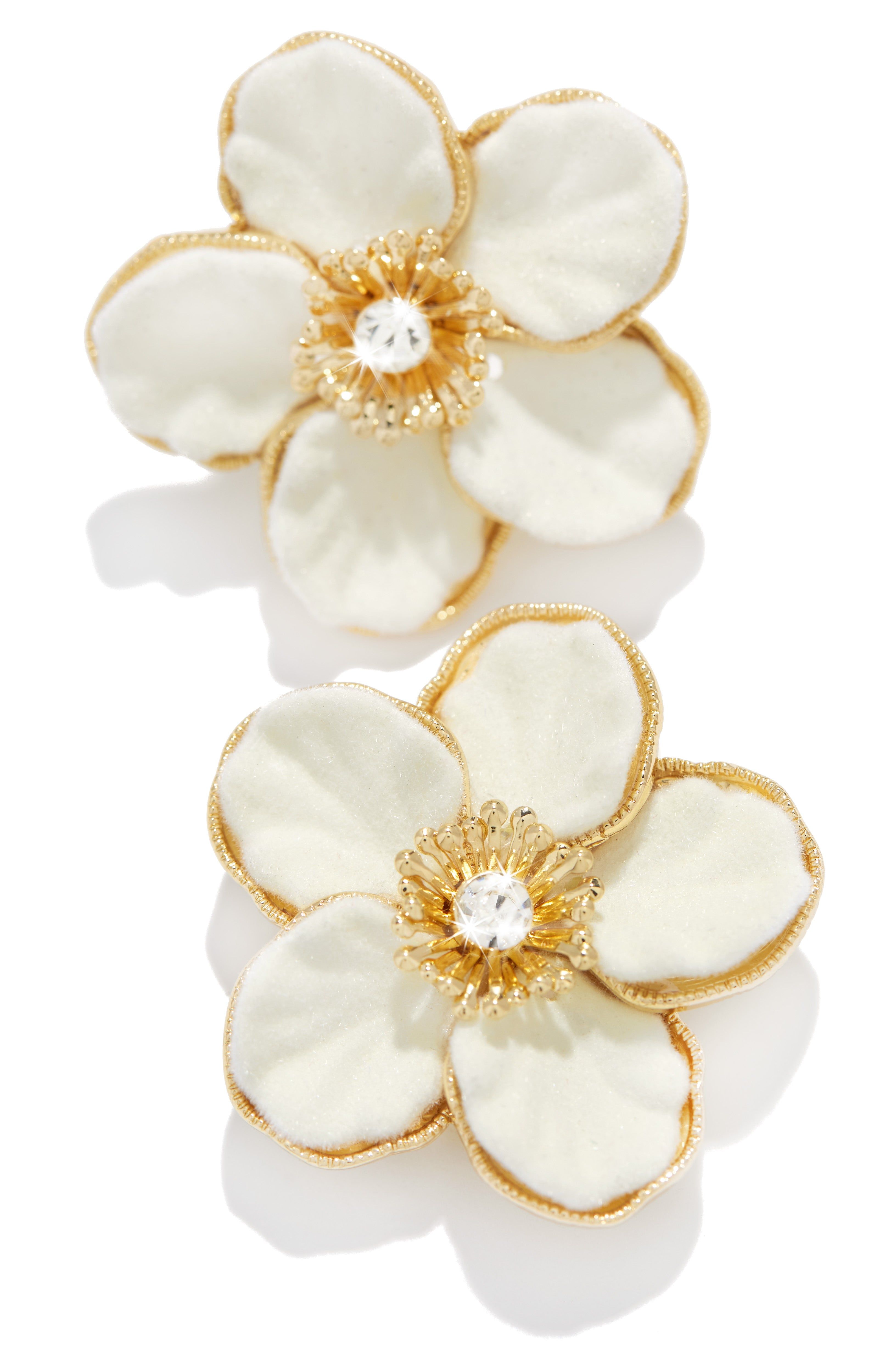 Leia Embellished Flower Earring - Ivory sold by Miss Lola