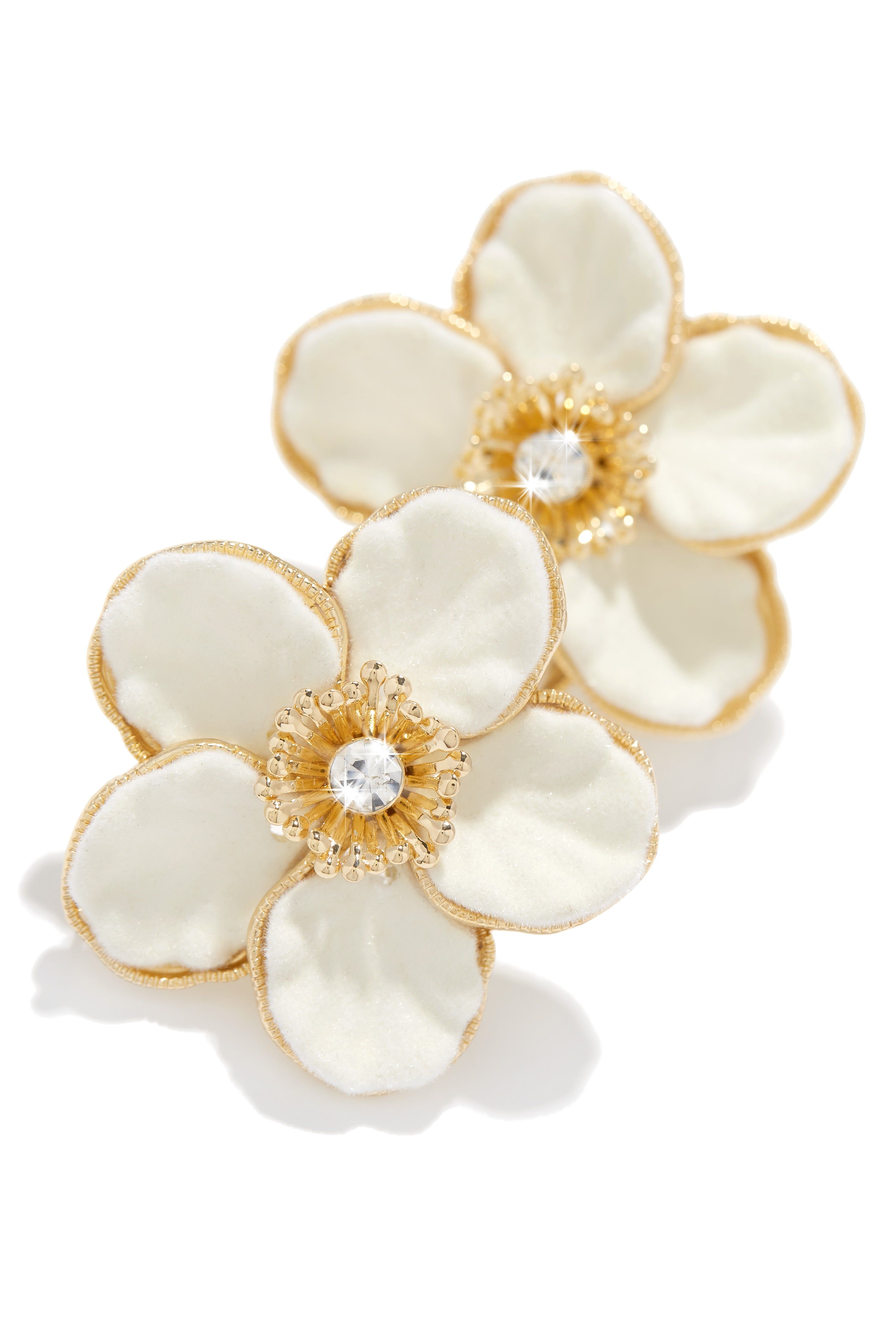 Leia Embellished Flower Earring - Ivory sold by Miss Lola product image thumbnail 3