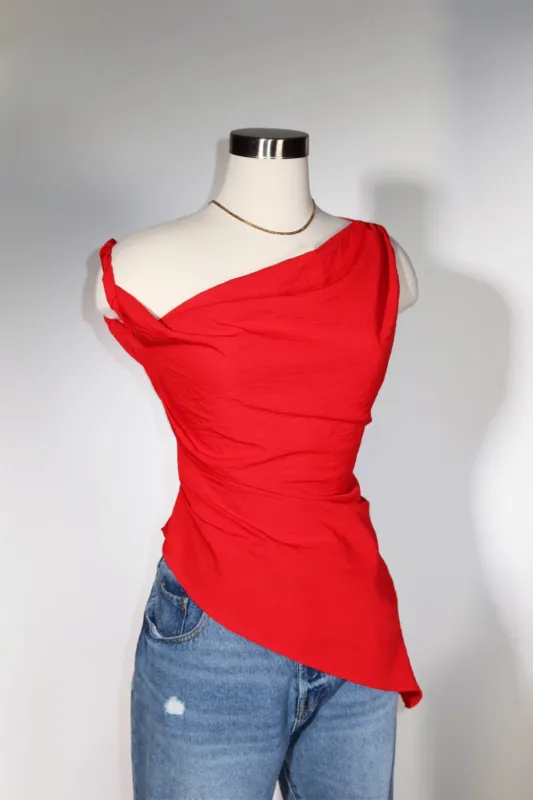 Eleina Asymmetric Top - Red sold by Miss Lola