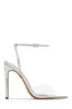Dinner Date Clear Strap High Heels - Silver sold by Miss Lola