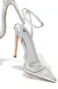 Dinner Date Clear Strap High Heels - Silver sold by Miss Lola