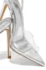 Dinner Date Clear Strap High Heels - Silver sold by Miss Lola