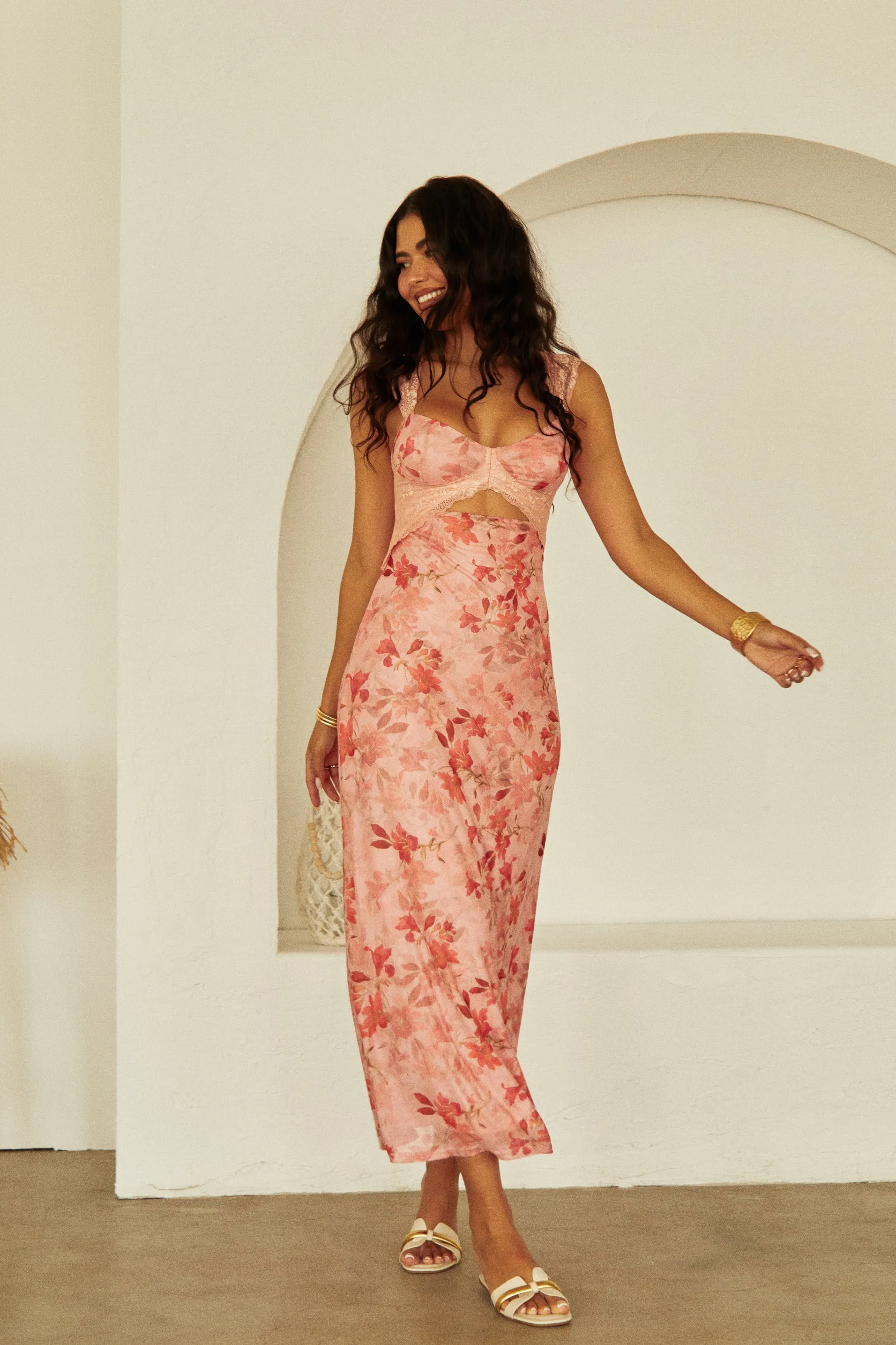 Alanya Floral Maxi Dress - Coral sold by Miss Lola product image thumbnail 4