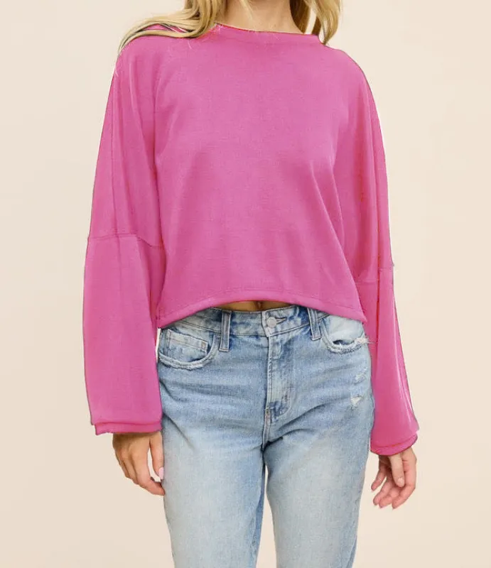 Miley Long Sleeve Top - Candy Pink sold by Miss Lola