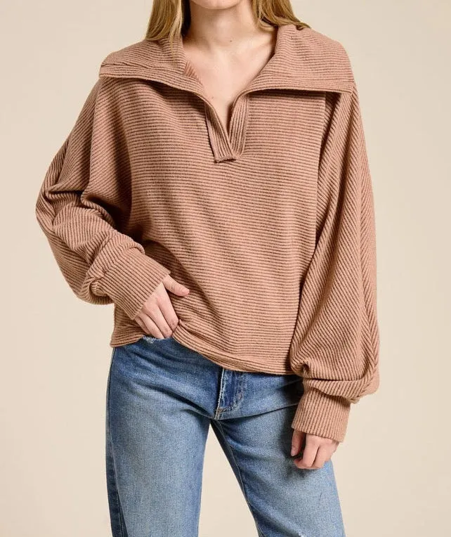 Sami Collared Neck Long Sleeve Sweater Top - Latte sold by Miss Lola product image thumbnail 3
