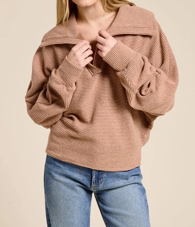 Sami Collared Neck Long Sleeve Sweater Top - Latte sold by Miss Lola product image thumbnail 4