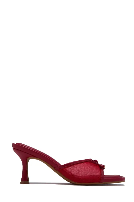 Eliza Mid Heel Mules - Red made by Miss Lola