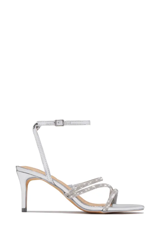 Annalise Embellished Mid Heels - Silver sold by Miss Lola