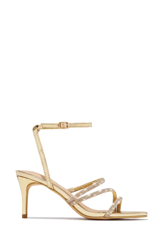 Annalise Embellished Mid Heels - Gold sold by Miss Lola
