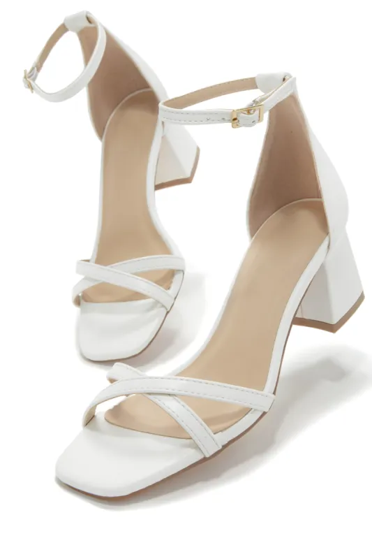 Rae Block Mid Heels - White sold by Miss Lola