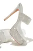 Main Event Embellished Platform High Heel Mules - Silver sold by Miss Lola