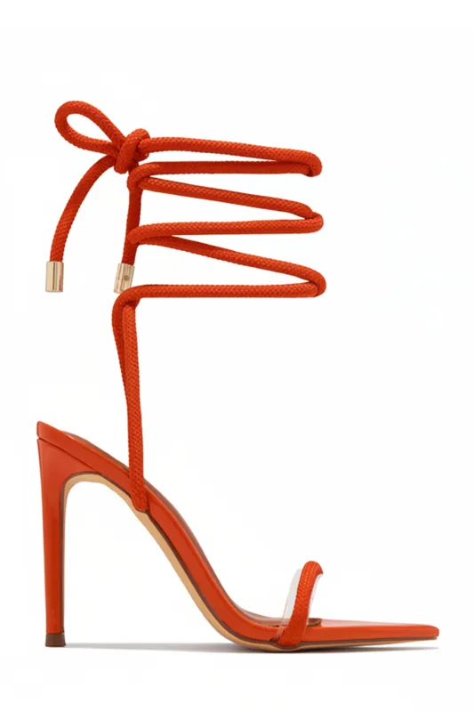 Valeria Lace Up High Heels - Orange sold by Miss Lola