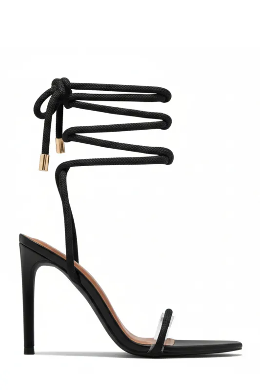Valeria Lace Up High Heels - Black sold by Miss Lola