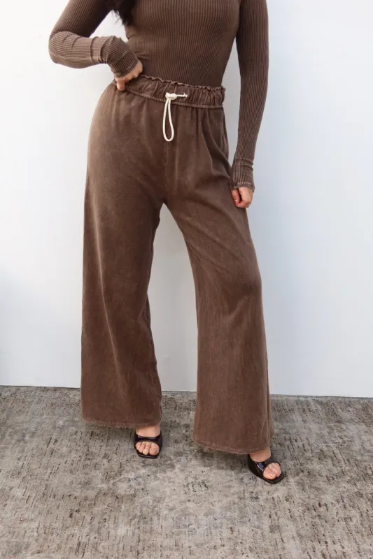 Levie Wide Leg Lounge Pant - Dark Nude made by Miss Lola
