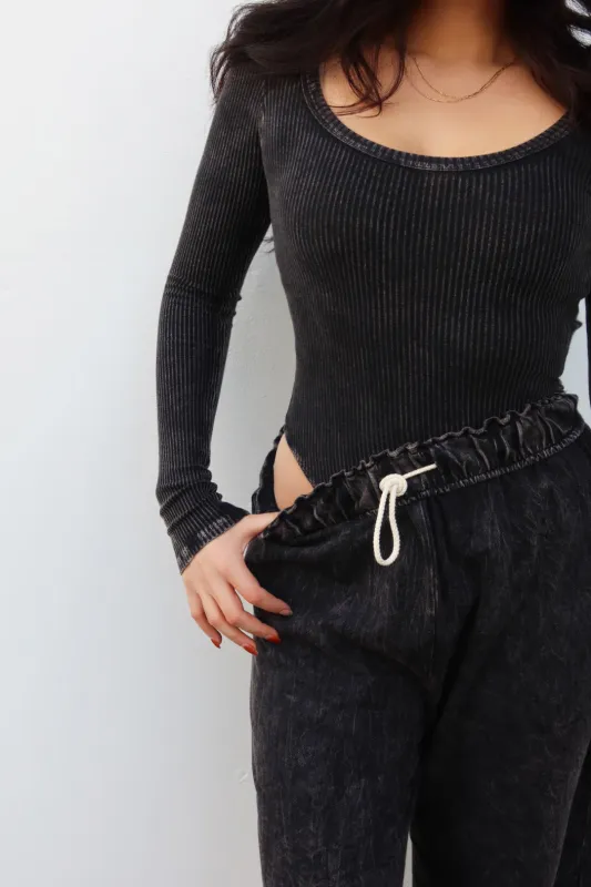 Levie Long Sleeve Bodysuit - Black made by Miss Lola