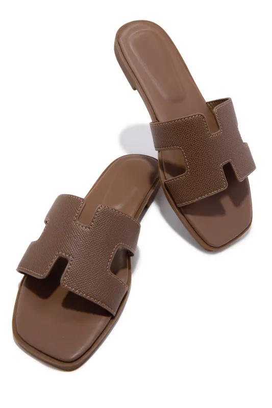 Elara Slip On Sandals - Brown made by Miss Lola