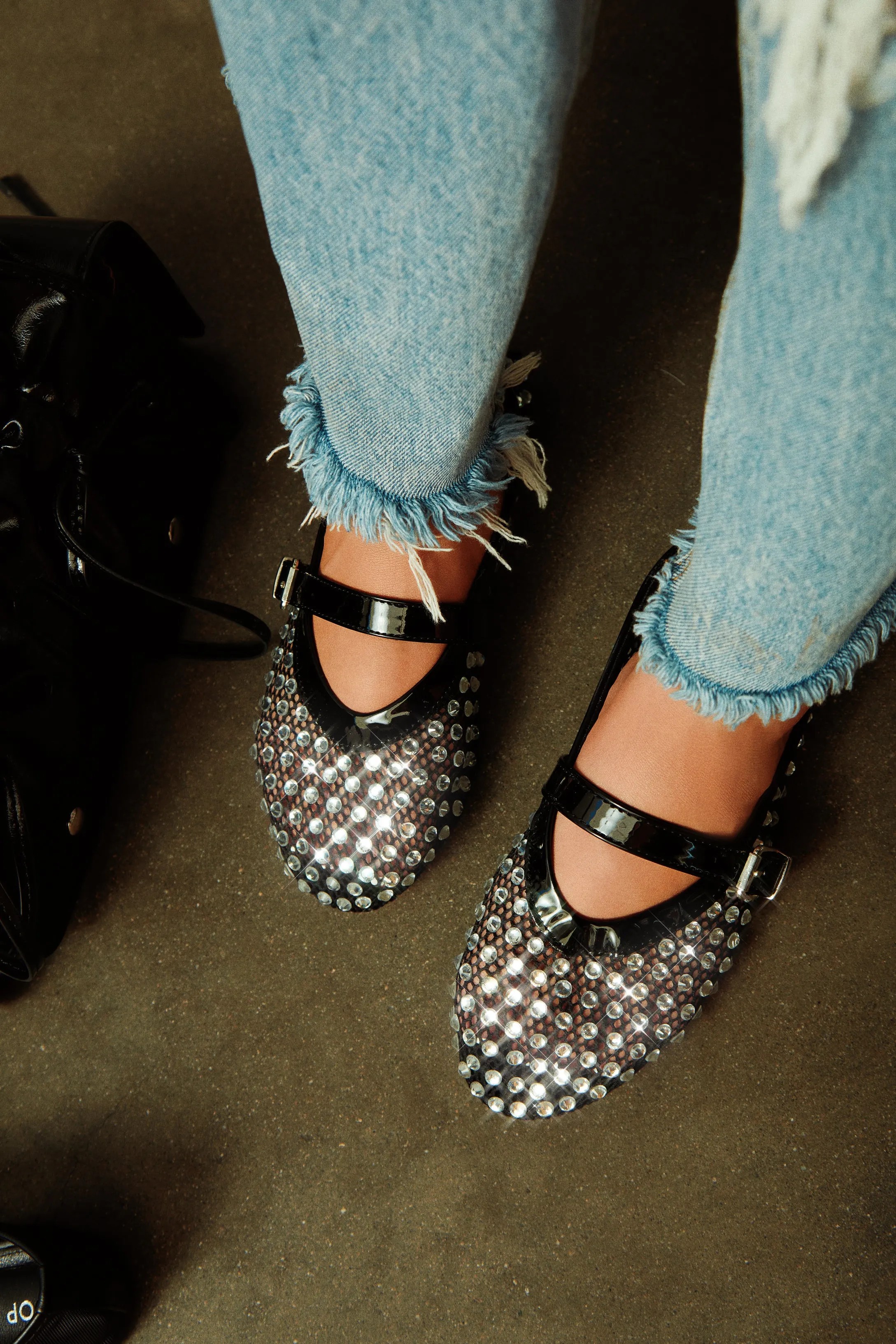 Marlie Embellished Mesh Flats - Black sold by Miss Lola