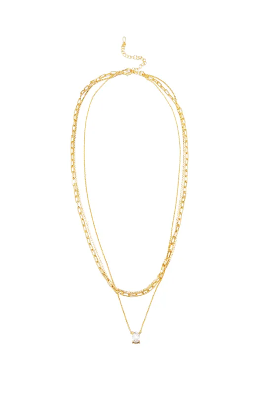 Macey Gold Plated Layered Necklace - Gold made by Miss Lola